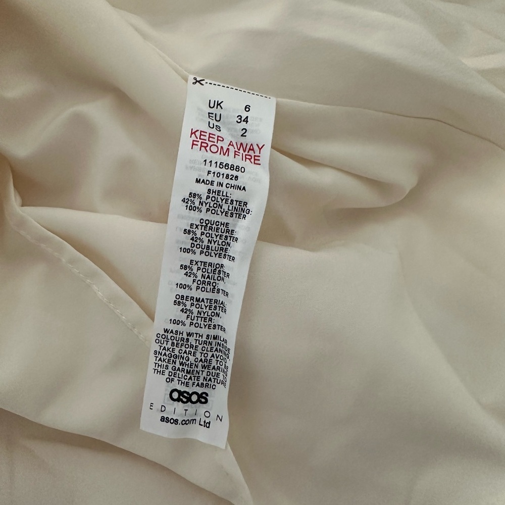 ASOS EDITION textured smock dress with tiered hem in cream - Picture 11 of 12